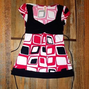 Breathable Red & Black Blouse